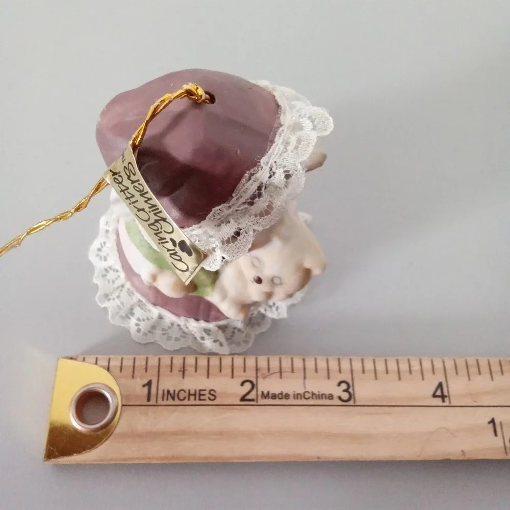 Jasco Caring Critter Chimers Vintage Porcelain Bear Bell Ornament Hand Painted